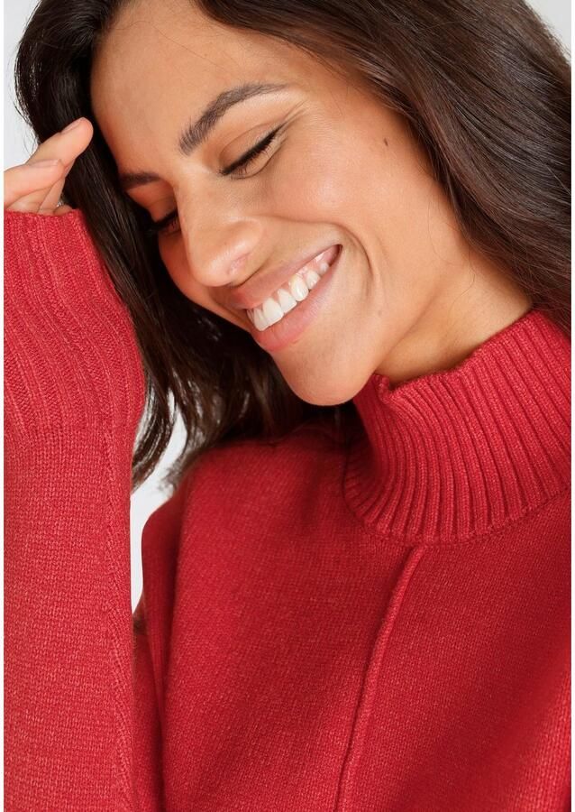 Laura Scott Trui met staande kraag met decoratieve bies in nonchalante pasvorm