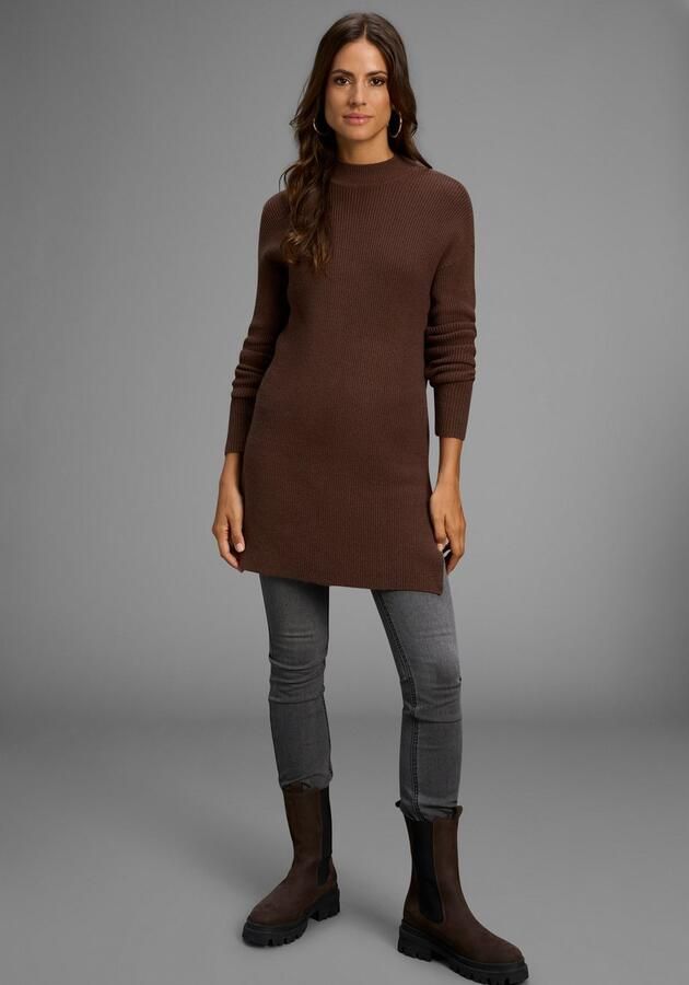 Laura Scott Trui met staande kraag zacht winterbreisel met zijspliten nieuwe collectie - Foto 4