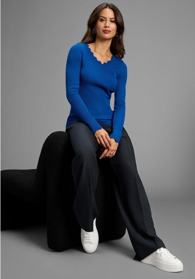 Laura Scott Trui met V-hals met elegant schulprandje - Foto 7