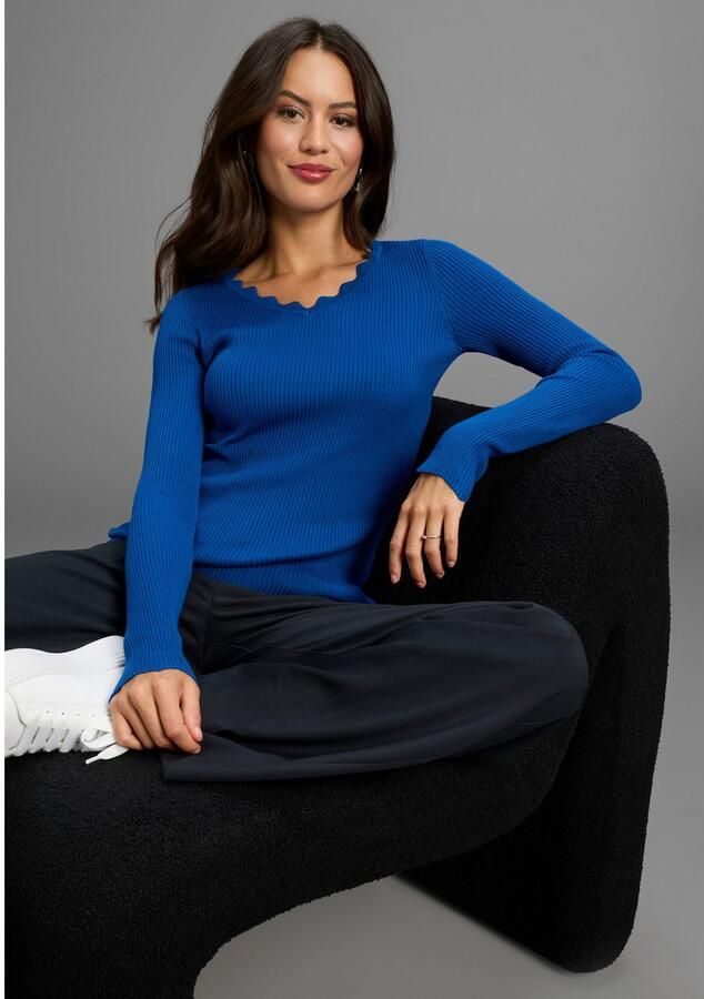 Laura Scott Trui met V-hals met elegant schulprandje - Foto 6