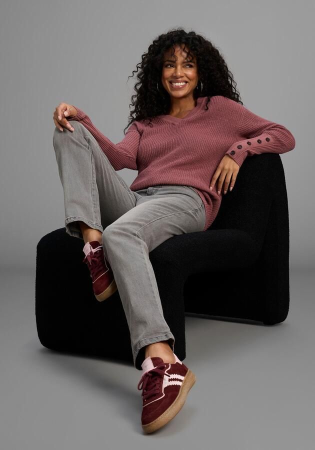 Laura Scott Trui met V-hals Overgangstrui van katoen met knoopsluiting NIEUWE COLLECTIE