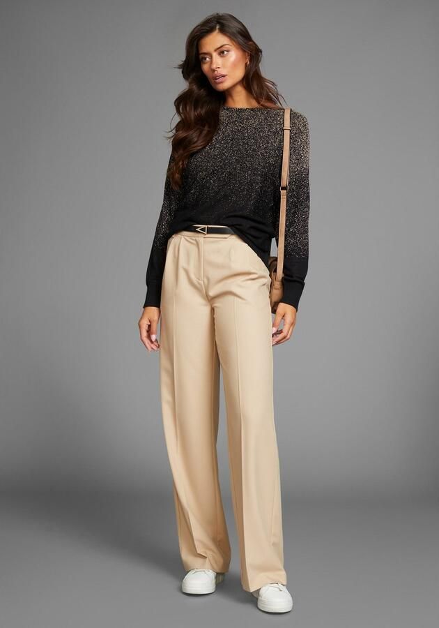 Laura Scott Trui met vleermuismouwen met glansgaren en ronde halslijn - Foto 3