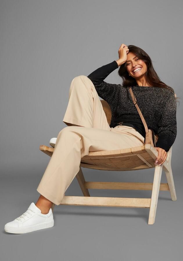 Laura Scott Trui met vleermuismouwen met glansgaren en ronde halslijn - Foto 4