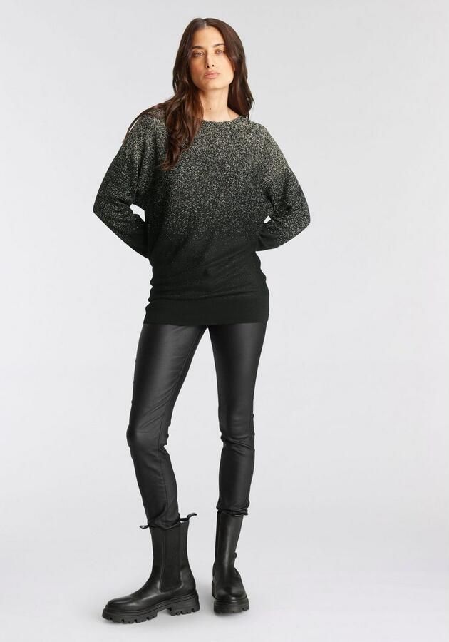 Laura Scott Trui met vleermuismouwen met glansgaren en ronde halslijn - Foto 6