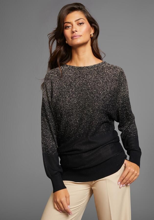 Laura Scott Trui met vleermuismouwen met glansgaren en ronde halslijn - Foto 7