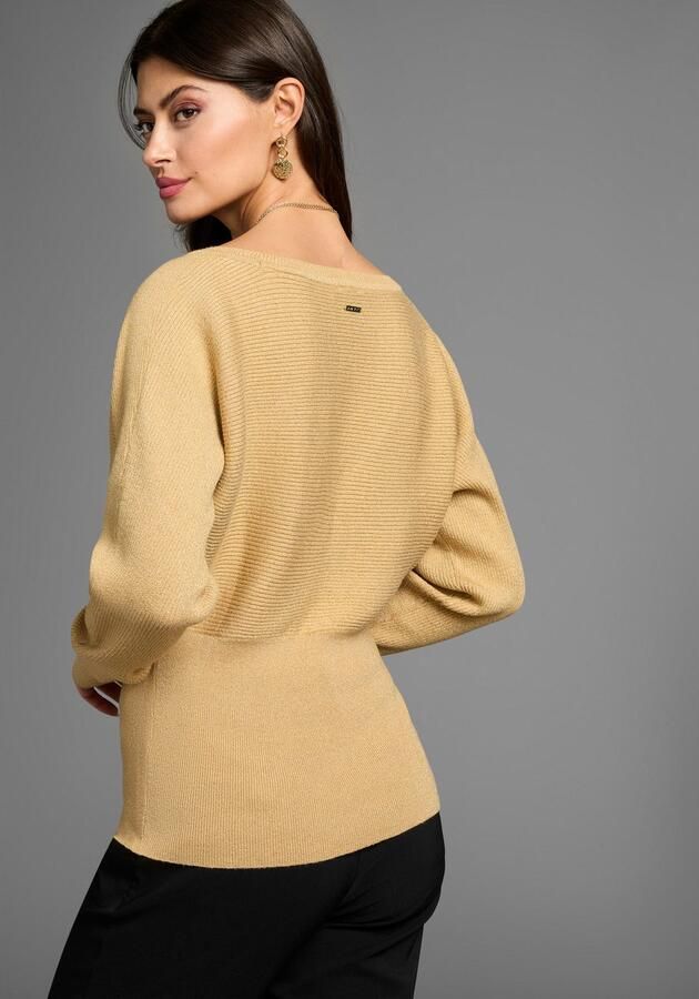 Laura Scott Trui met vleermuismouwen met glitzereffect in wikkel-look - Foto 3