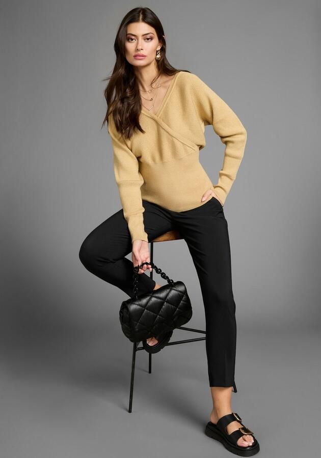 Laura Scott Trui met vleermuismouwen met glitzereffect in wikkel-look - Foto 4