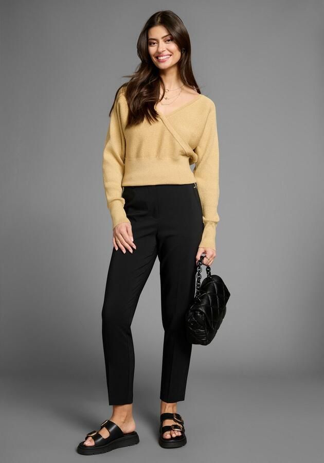 Laura Scott Trui met vleermuismouwen met glitzereffect in wikkel-look - Foto 5