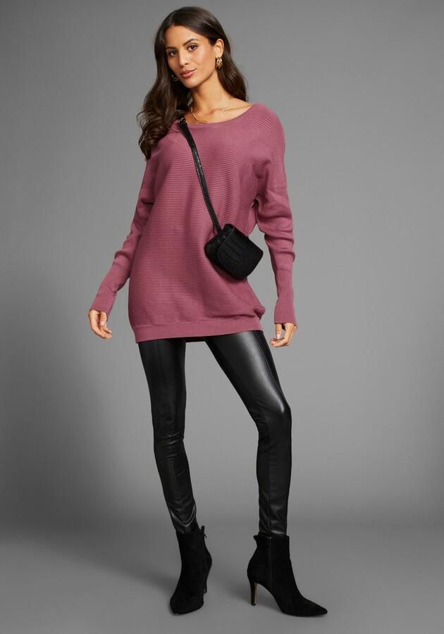 Laura Scott Trui met vleermuismouwen Overgangstrui met oversized mouwen in ribbreisel - Foto 4