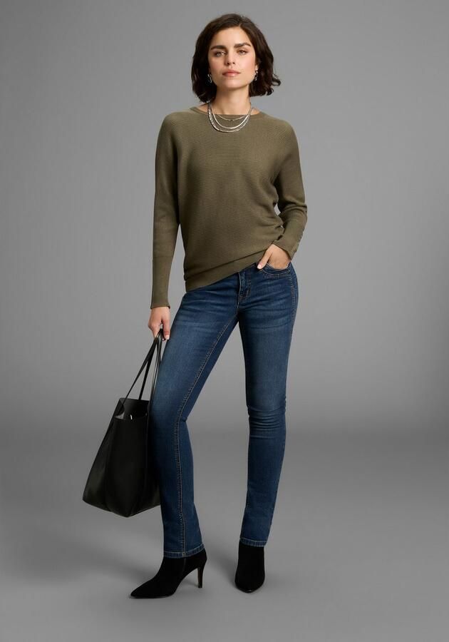 Laura Scott Trui met vleermuismouwen Overgangstrui met oversized mouwen in ribbreisel - Foto 5