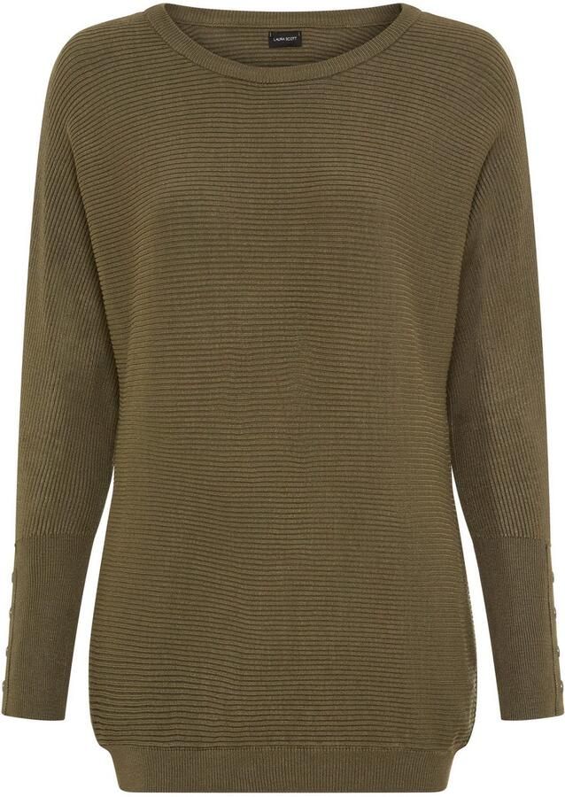 Laura Scott Trui met vleermuismouwen Overgangstrui met oversized mouwen in ribbreisel - Foto 2