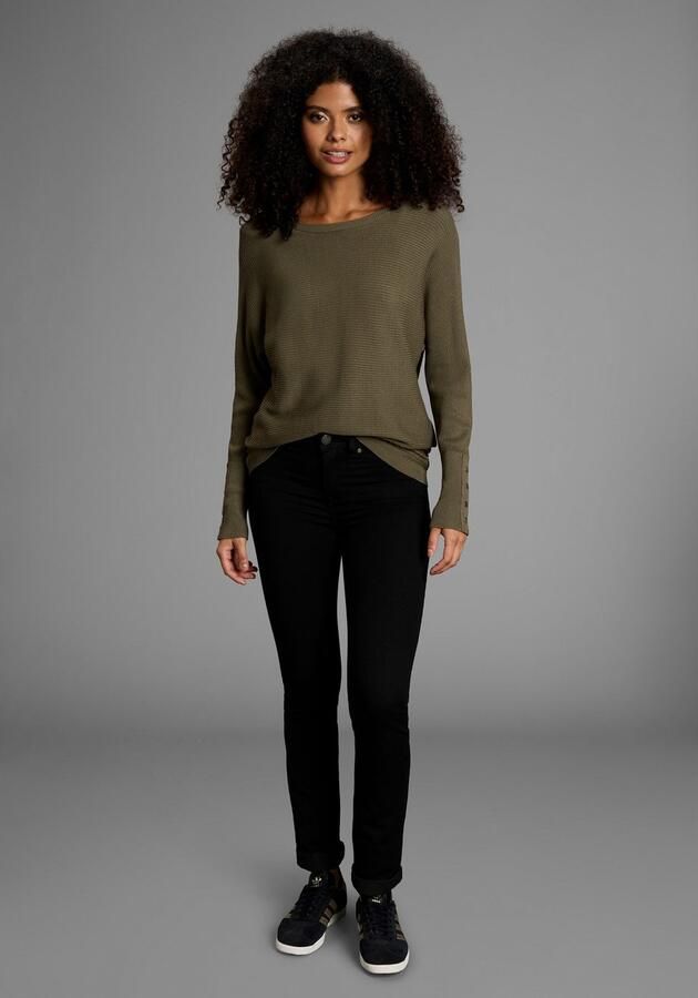 Laura Scott Trui met vleermuismouwen Overgangstrui met oversized mouwen in ribbreisel - Foto 8