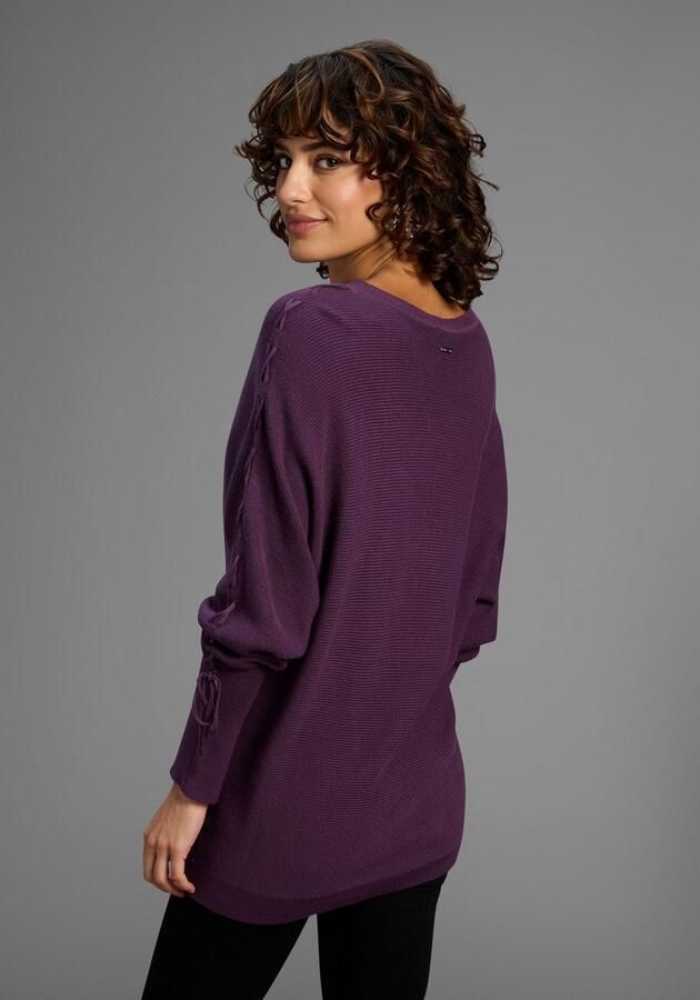 Laura Scott Trui met vleermuismouwen Overgangstrui met vrouwelijke veterdetails - Foto 2