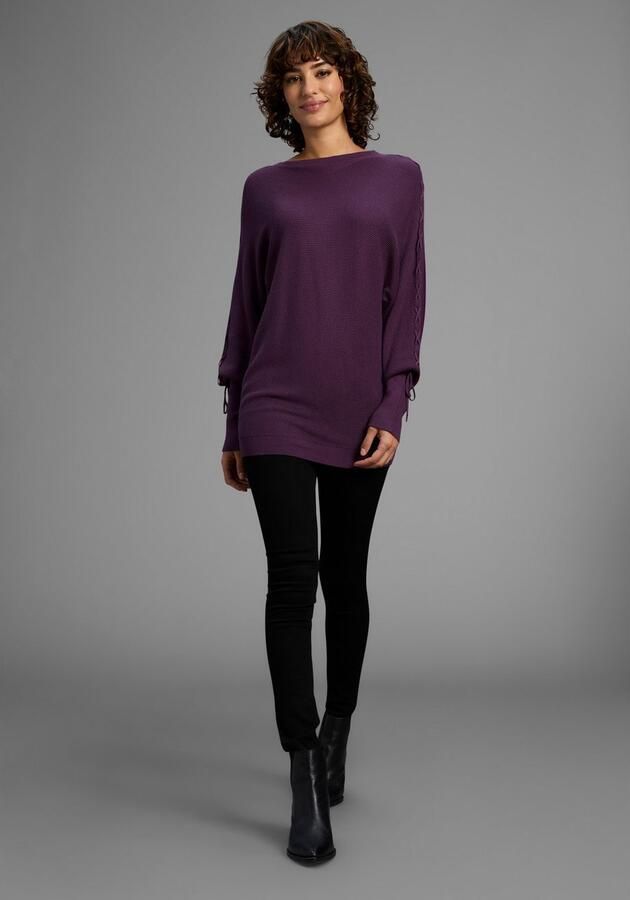 Laura Scott Trui met vleermuismouwen Overgangstrui met vrouwelijke veterdetails - Foto 3