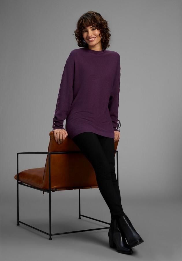 Laura Scott Trui met vleermuismouwen Overgangstrui met vrouwelijke veterdetails - Foto 4