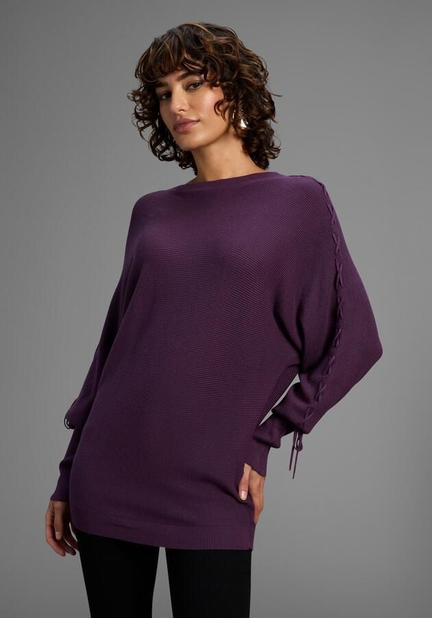 Laura Scott Trui met vleermuismouwen Overgangstrui met vrouwelijke veterdetails - Foto 5