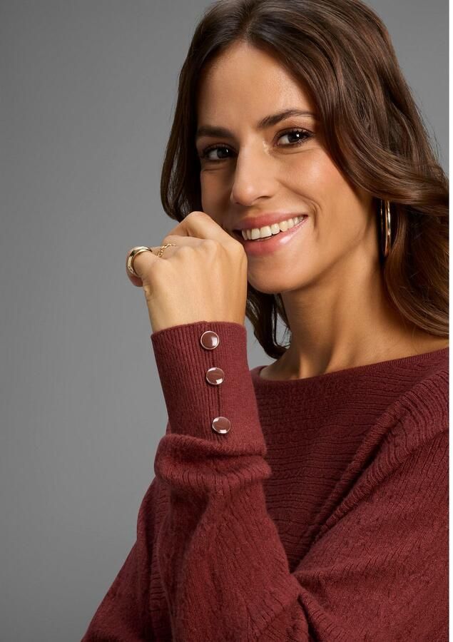 Laura Scott Trui met vleermuismouwen zacht winterbreisel met kabelpatroon nieuwe collectie - Foto 2