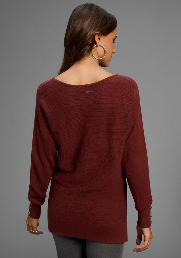 Laura Scott Trui met vleermuismouwen zacht winterbreisel met kabelpatroon nieuwe collectie - Foto 3