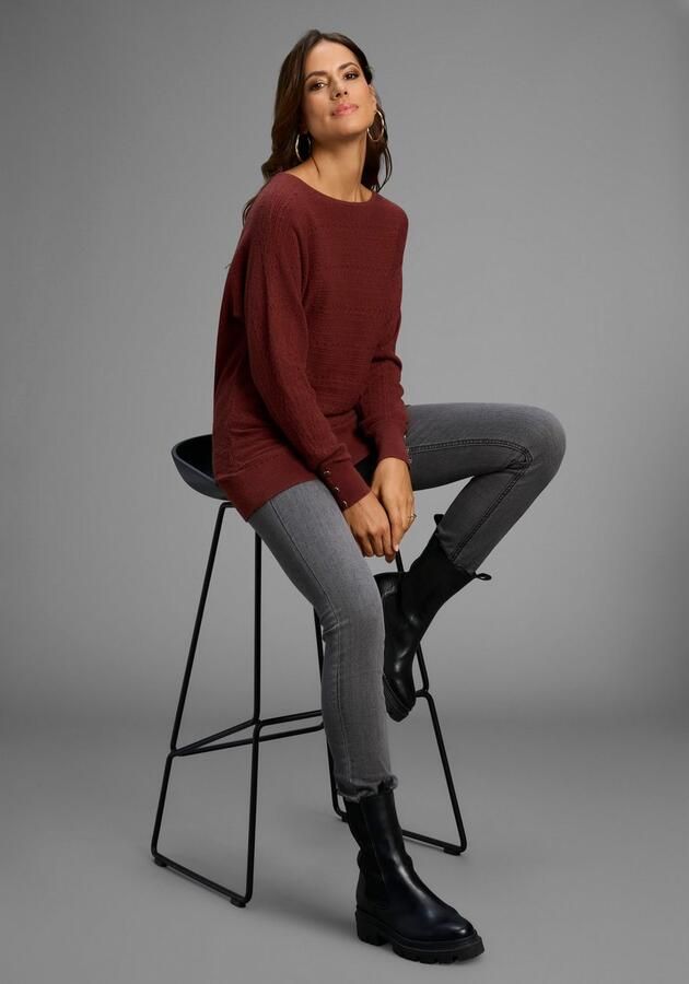 Laura Scott Trui met vleermuismouwen zacht winterbreisel met kabelpatroon nieuwe collectie - Foto 5