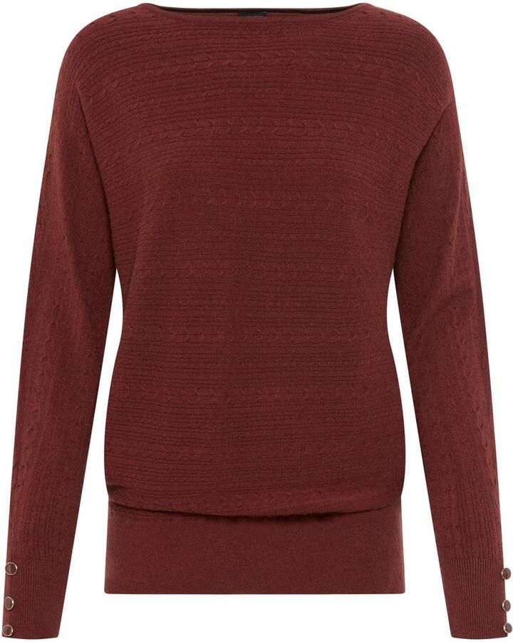 Laura Scott Trui met vleermuismouwen zacht winterbreisel met kabelpatroon nieuwe collectie