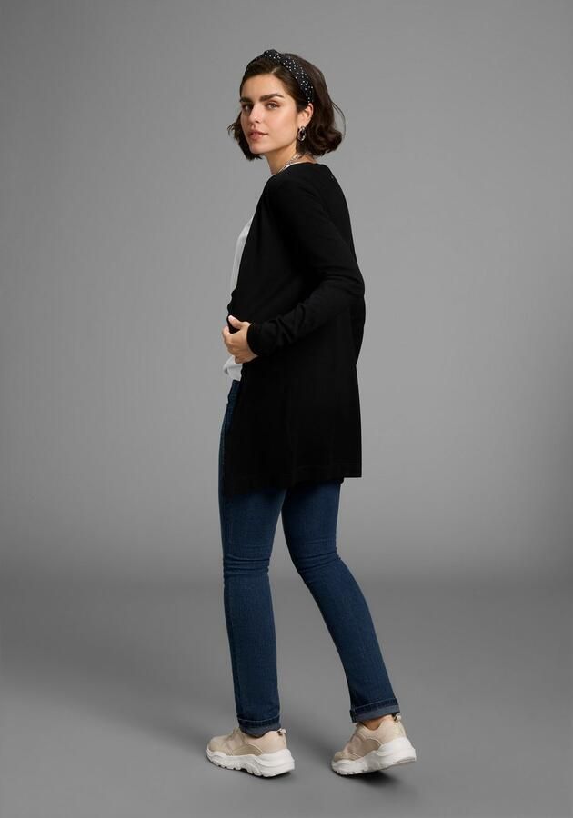 Laura Scott Vest Fijn breisel in lange vorm met vrouwelijke golvende rand - Foto 3