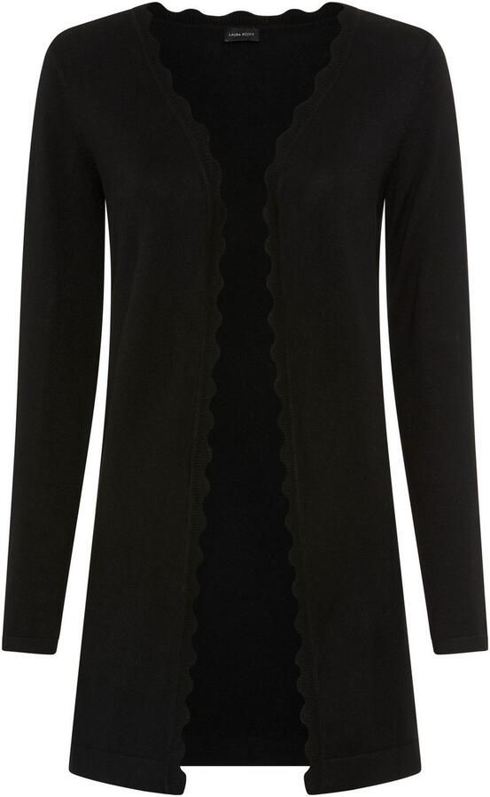 Laura Scott Vest Fijn breisel in lange vorm met vrouwelijke golvende rand - Foto 5