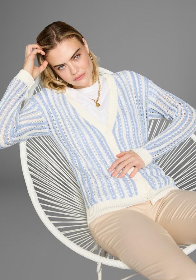 Laura Scott Vest met strepen en trendy ajourpatroon - Foto 7