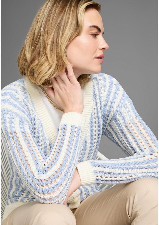 Laura Scott Vest met strepen en trendy ajourpatroon - Foto 3