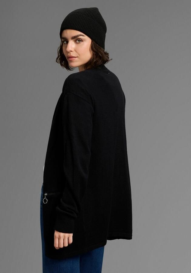 Laura Scott Vest zacht overgangsbreisel in casual lange vorm met ritssluitingdetails - Foto 6