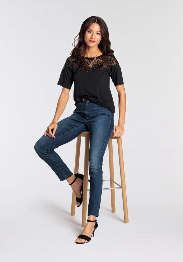 Laura Scott Wikkelshirt halfarm figuurvolgende pasvorm van single jersey en kant - Foto 8