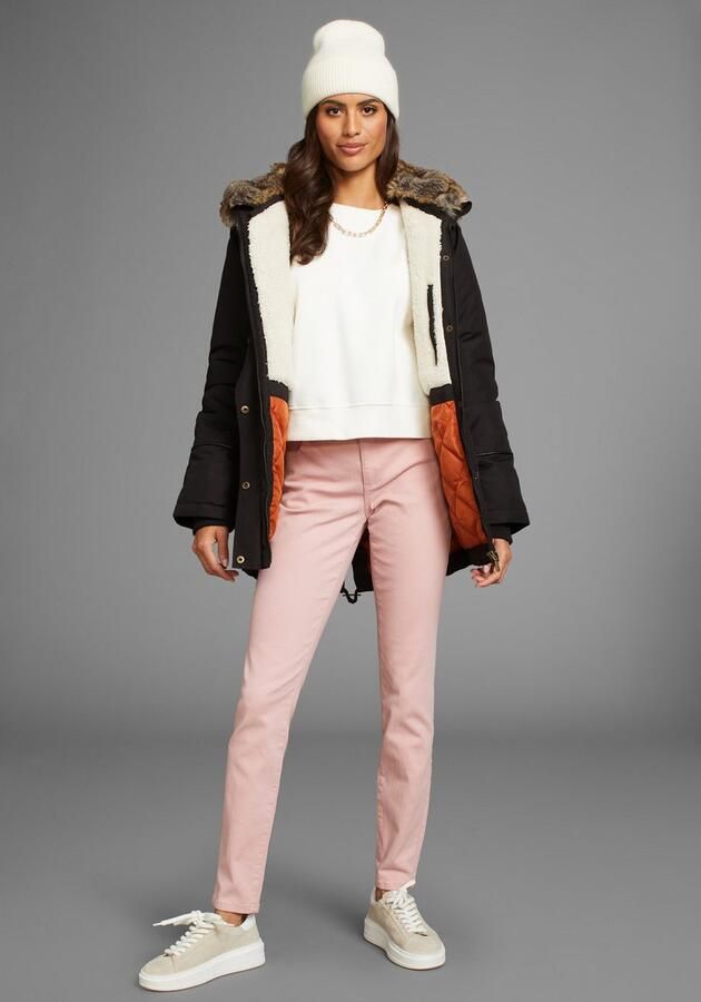 Laura Scott Winterjack figuurvolgende pasvorm met capuchon met afneembaar nepbont - Foto 4