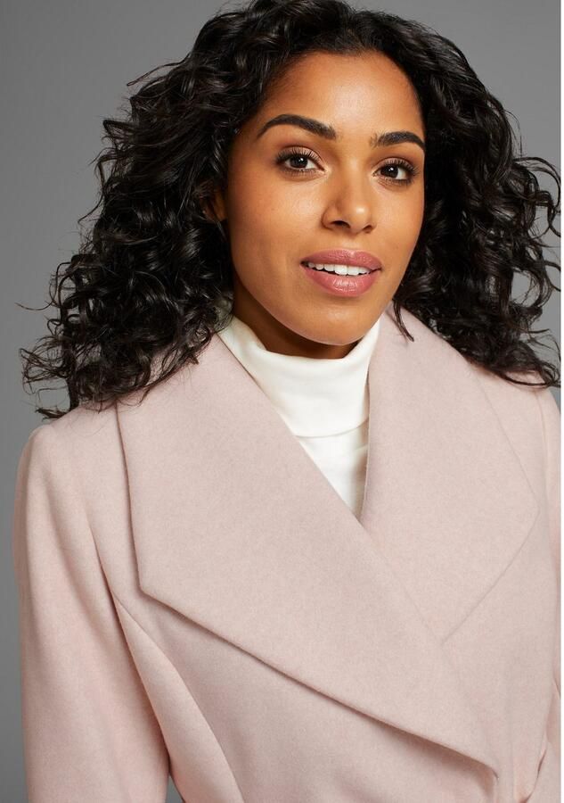 Laura Scott Wollen jas met reverskraag en riem (2-delig)