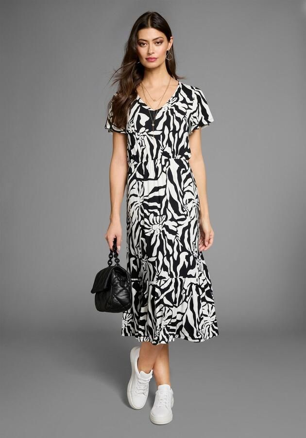 Laura Scott Zomerjurk in opvallende zebra-look met vleugelmouwen - Foto 6