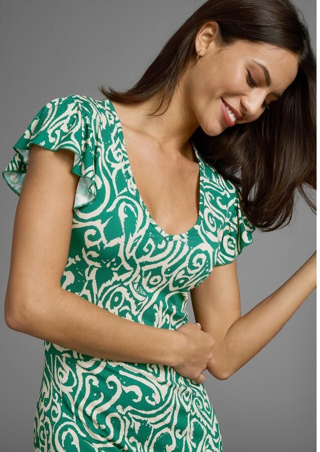 Laura Scott Zomerjurk met alloverprint & licht gerimpelde vleugelmouwen