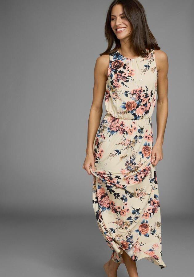 Laura Scott Zomerjurk met hoge ronde hals aan de voorkant en diepe hals aan de achterkant maxijurk - Foto 3