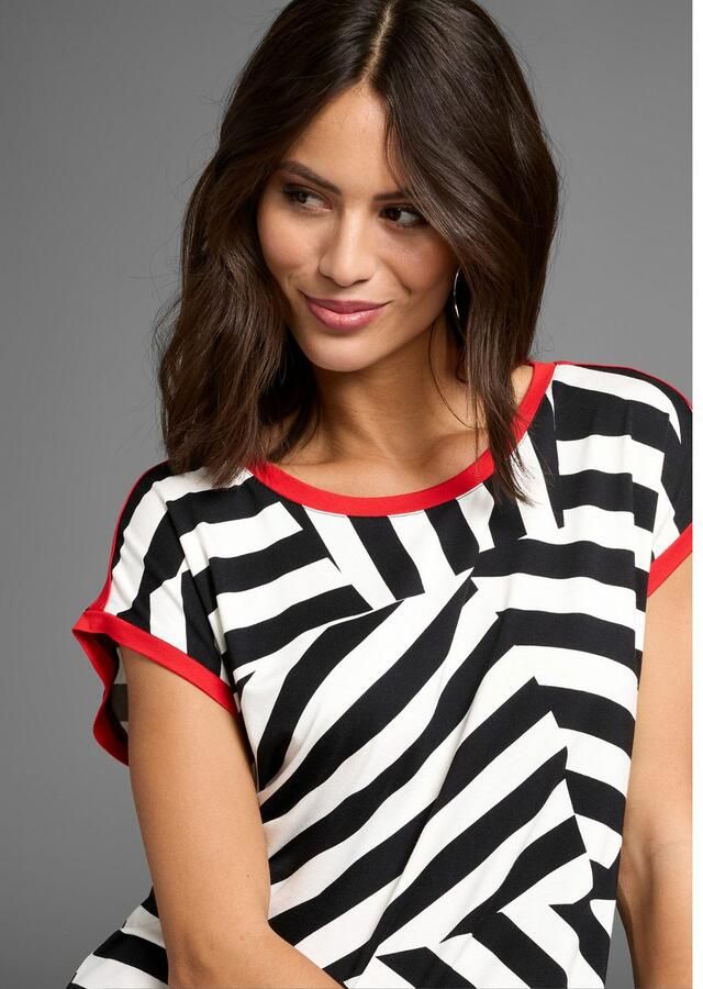 Laura Scott Zomerjurk met strepenpatroon & contrast jerseyjurk