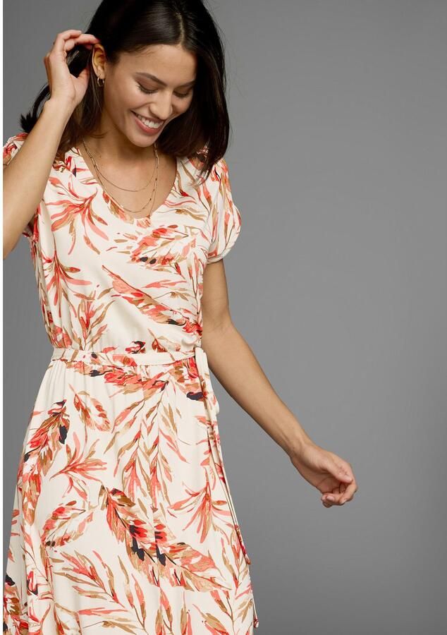 Laura Scott Zomerjurk met tropische allover print en bindband in de taille - Foto 2