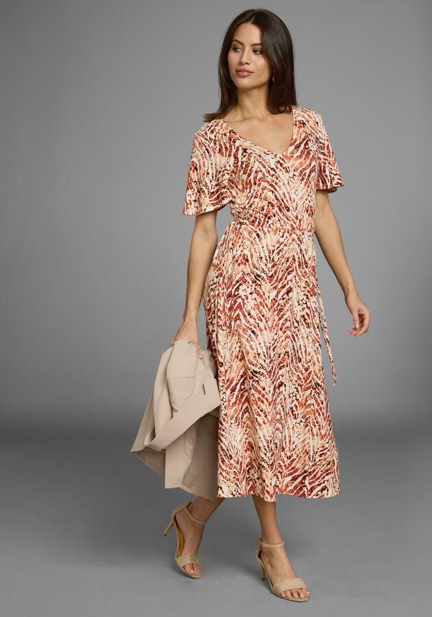 Laura Scott Zomerjurk opvallende tailleband met striksluiting midijurk - Foto 8