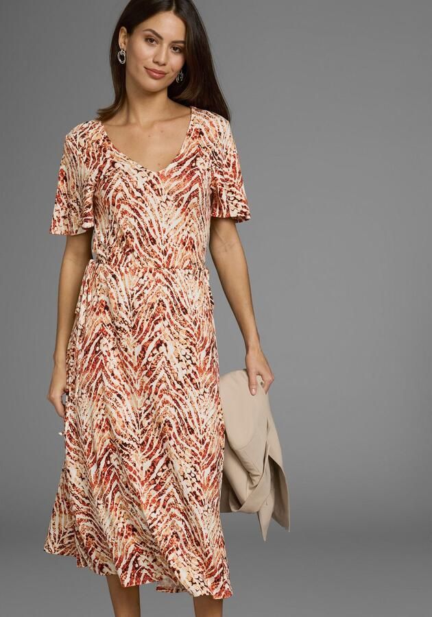 Laura Scott Zomerjurk opvallende tailleband met striksluiting midijurk - Foto 3