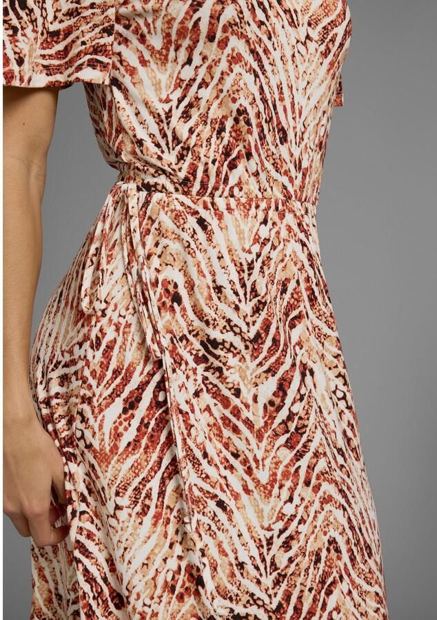 Laura Scott Zomerjurk opvallende tailleband met striksluiting midijurk