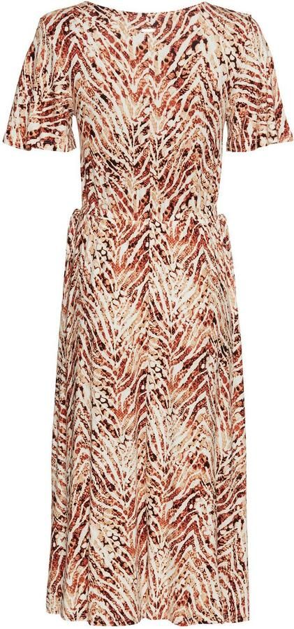 Laura Scott Zomerjurk opvallende tailleband met striksluiting midijurk - Foto 7