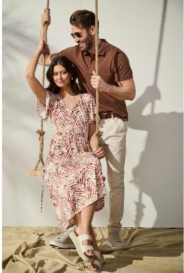 Laura Scott Zomerjurk opvallende tailleband met striksluiting midijurk - Foto 5