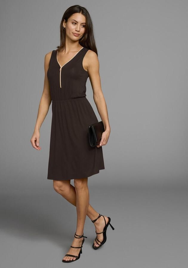 Laura Scott Zomerjurk V-hals met glanzende ritssluiting - Foto 5