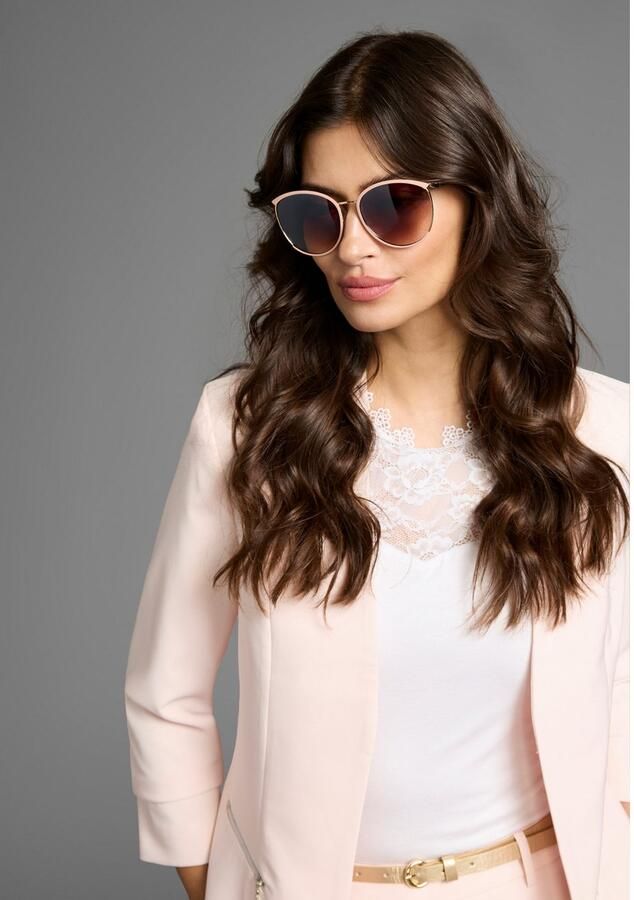 Laura Scott Zonnebril met goudkleurige volle rand en roze halfrand nieuw - Foto 2