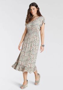 Laura Scott Midi-jurk met smokwerk nieuwe prints