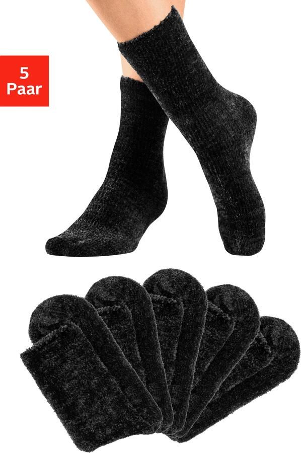 Lavana Wellness-sokken Bedsokken Bed sokken van zacht licht glanzend chenille garen (set 5 paar) - Foto 7