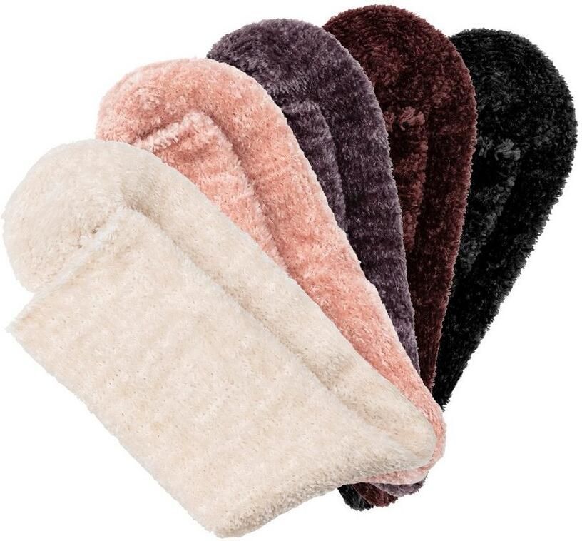 Lavana Wellness-sokken Bedsokken Bed sokken van zacht licht glanzend chenille garen (set 5 paar)