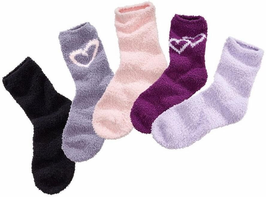 Lavana Wellness-sokken met harten bij de band (set 5 paar)