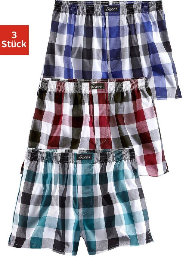 Le jogger Geweven boxershort gekleurd geruit (set 3 stuks)