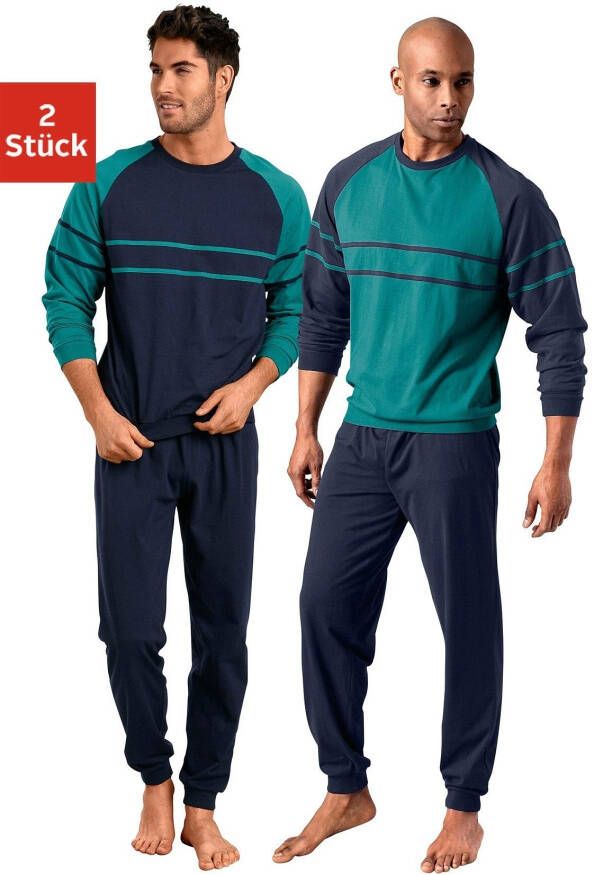 Le jogger Pyjama in een lang model met opgestikte strepen (4-delig Set van 2)